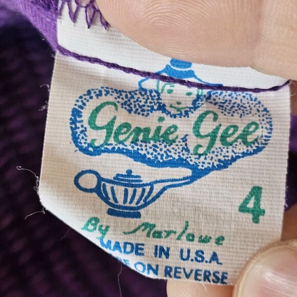 VTG 80s 90s Girls Purple Corduroy Overall Dress Ruffle Pinafore Sz 4/5 USA Made - Picture 7 of 9